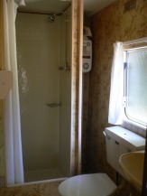 Shower room in a standard holiday caravan